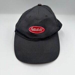Youth Peterbilt Baseball Hat Black Red Oval Logo Trucker Cap Adjustable Strap